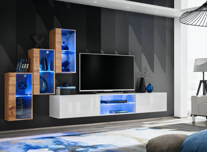 3x Wandschrank Wohnzimmermöbel Wohnwand 210 cm Einrichtung Luxus TV-Ständer